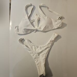 CUPSHE- White 2 Pic Women's  sexy Thong swimsuit size S